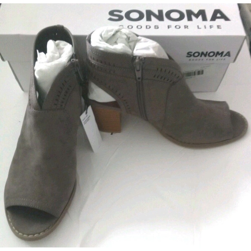 Women's Sonoma Peep Toe Thelma Boots Booties Sz 9 Mushroom Color Tan Brown